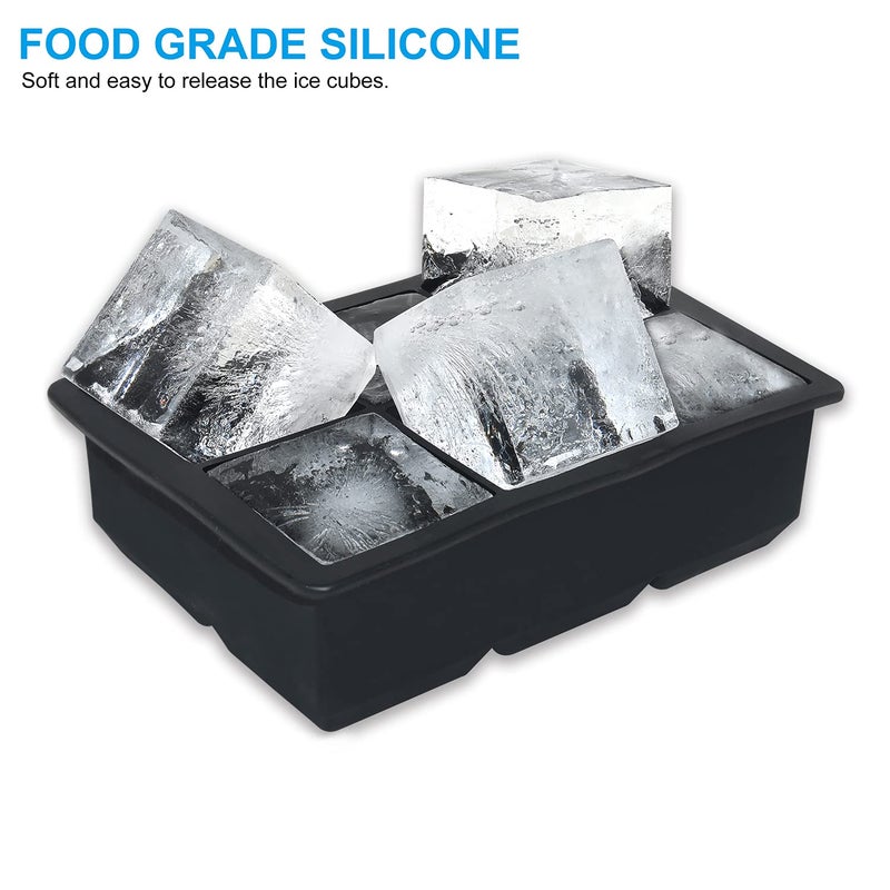 Helpcook Ice Cube trays(set of 2), Silicone Sphere Ice Ball Maker with Lid and Large Square Ice Cube Molds for Whiskey Ice and Cocktails, Food Grade Silicone, Reusable and BPA-Free - Image 3